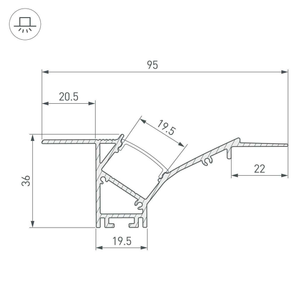 Встраиваемый профиль Arlight Fantom-W45-Bevel-2000 White 039949 Встраиваемый профиль Arlight Fantom-W45-Bevel-2000 White 039949