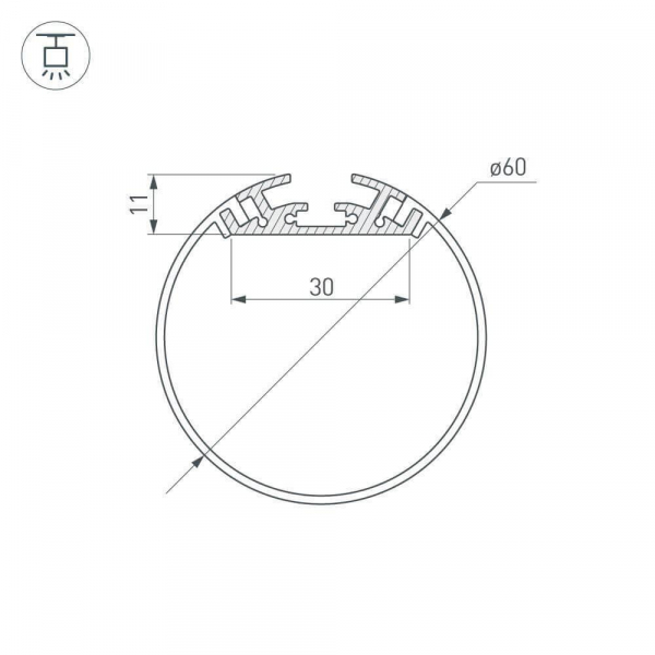 Профиль Arlight SL-ROUND-D60-2000 ANOD 019286 Профиль Arlight SL-ROUND-D60-2000 ANOD 019286