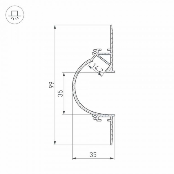 Профиль с боковым свечением Arlight ARH-Ceil-Reflect-2000 White 034982 Профиль с боковым свечением Arlight ARH-Ceil-Reflect-2000 White 034982