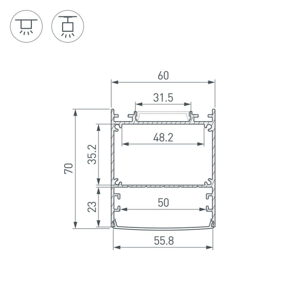 Профиль Arlight Line-6070-2000 Anod Black 046402