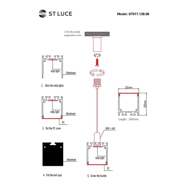 Профиль с рассеивателем ST-Luce ST017.129.09 Профиль с рассеивателем ST-Luce ST017.129.09