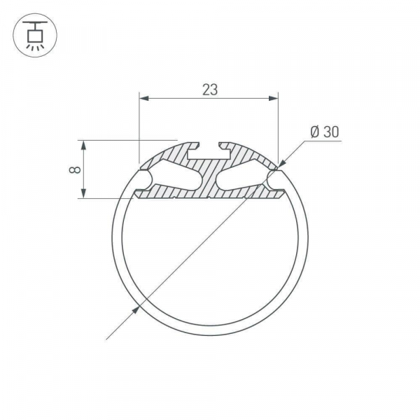 Профиль Arlight ROUND-D30-2000 ANOD 023860 Профиль Arlight ROUND-D30-2000 ANOD 023860