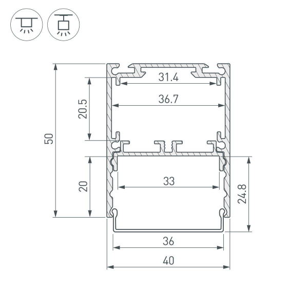 Профиль Arlight SL-Line-4050-3L-2000 Anod 044666 Профиль Arlight SL-Line-4050-3L-2000 Anod 044666