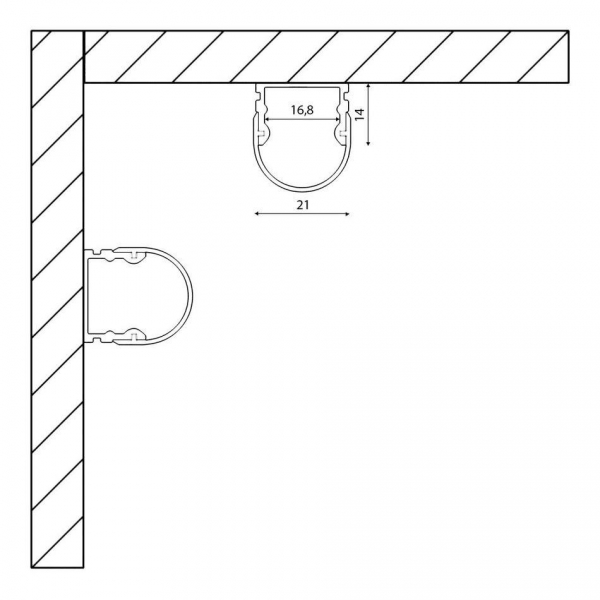 Профиль с рассеивателем SWG SF-2121-RD 000085 Профиль с рассеивателем SWG SF-2121-RD 000085