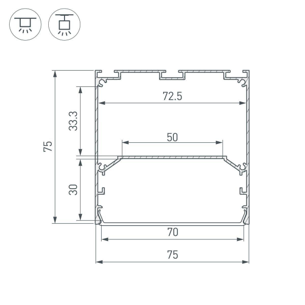 Профиль Arlight Line-S-7575-2000 White 041858 Профиль Arlight Line-S-7575-2000 White 041858