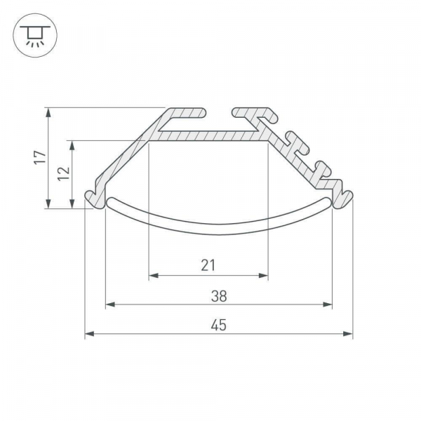Профиль Arlight KLUS-P45-2000 ANOD 020898 Профиль Arlight KLUS-P45-2000 ANOD 020898