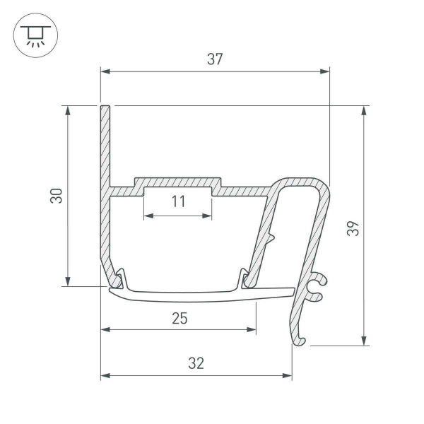 Профиль Arlight Stretch-S-30-Wall-Side-2000 040702 Профиль Arlight Stretch-S-30-Wall-Side-2000 040702