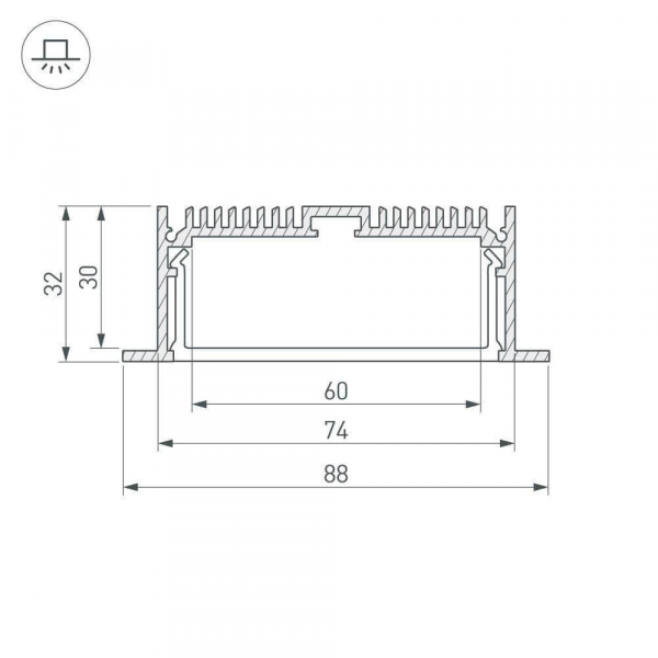 Профиль Arlight SL-LINIA88-F-2000 ANOD 019315 Профиль Arlight SL-LINIA88-F-2000 ANOD 019315