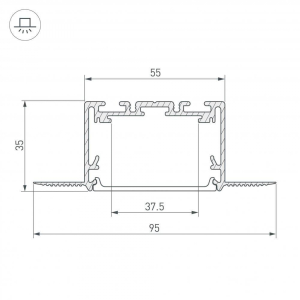 Профиль Arlight SL-Linia55-Fantom-2500 Seamless Anod 029507 Профиль Arlight SL-Linia55-Fantom-2500 Seamless Anod 029507