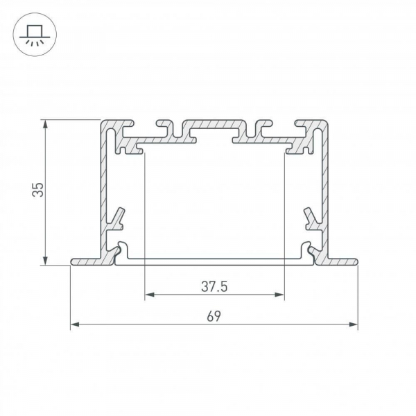 Профиль Arlight S2-Linia69-F-2500 Seamless Anod 029470 Профиль Arlight S2-Linia69-F-2500 Seamless Anod 029470