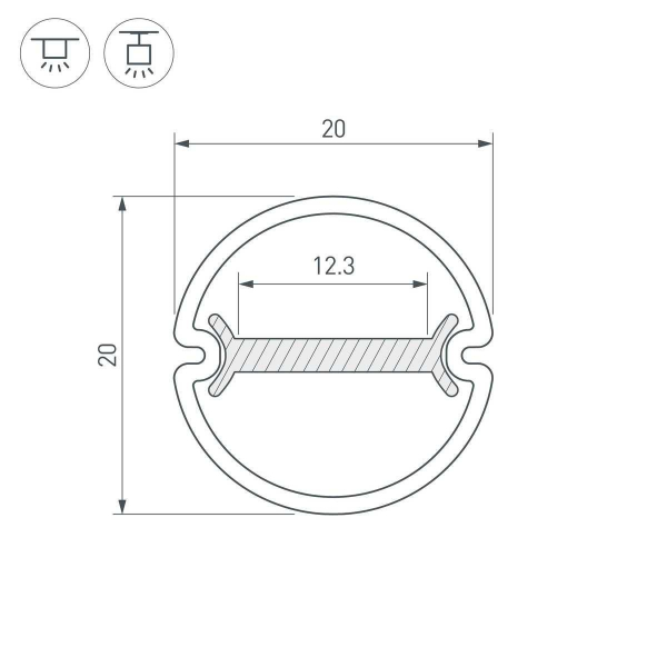 Профиль Arlight ARH-Round-D20-Dual-2000 Anod 039218 Профиль Arlight ARH-Round-D20-Dual-2000 Anod 039218