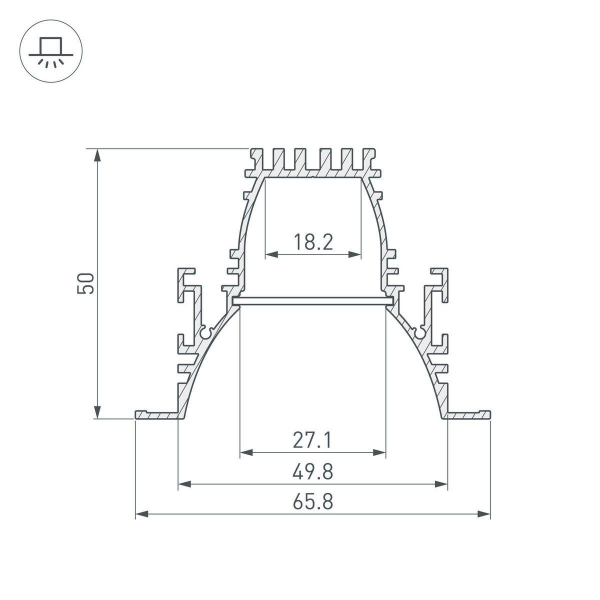 Профиль Arlight ARH-Line-6650-F-Comfort-2000 Anod 036351 Профиль Arlight ARH-Line-6650-F-Comfort-2000 Anod 036351