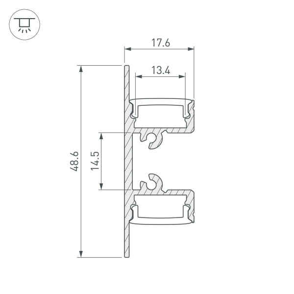 Профиль Arlight ARH-Wall-1849-Dual-2000 Anod 036339 Профиль Arlight ARH-Wall-1849-Dual-2000 Anod 036339