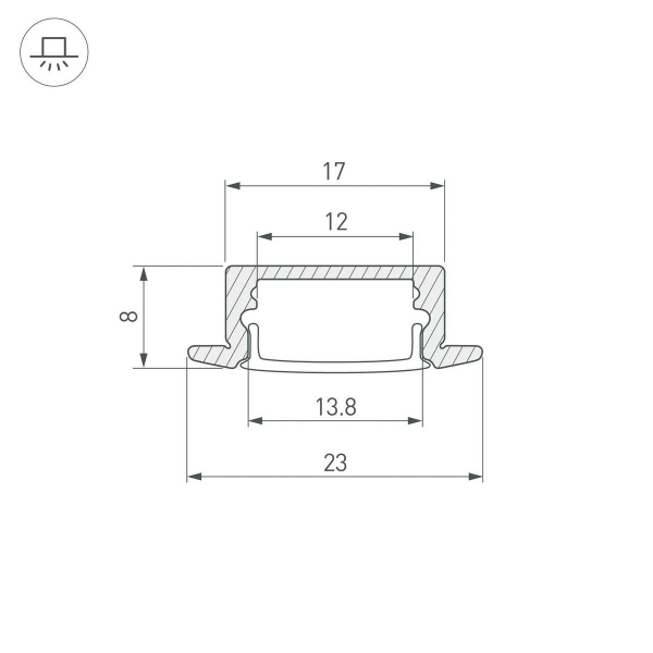 Профиль встраиваемый Arlight LINE-2308-F-2000 WHITE 044237 Профиль встраиваемый Arlight LINE-2308-F-2000 WHITE 044237