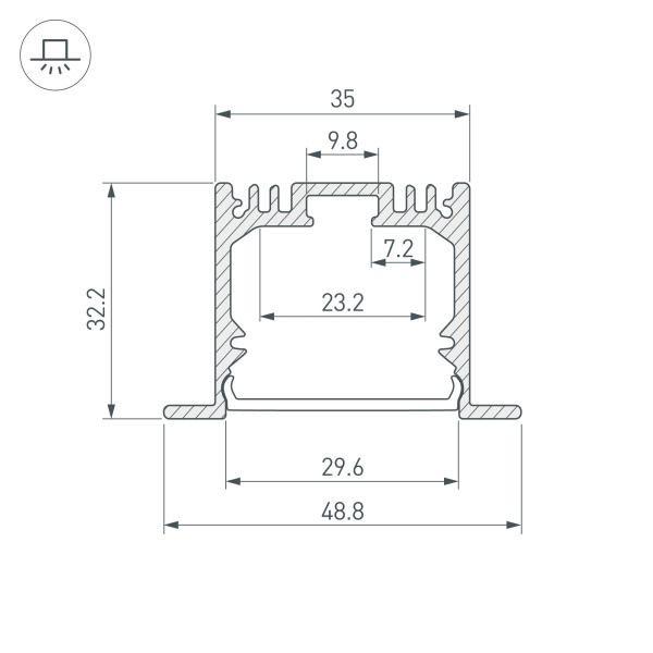 Профиль встраиваемый Arlight ARH-Power-W35-3000 Anod 036168 Профиль встраиваемый Arlight ARH-Power-W35-3000 Anod 036168