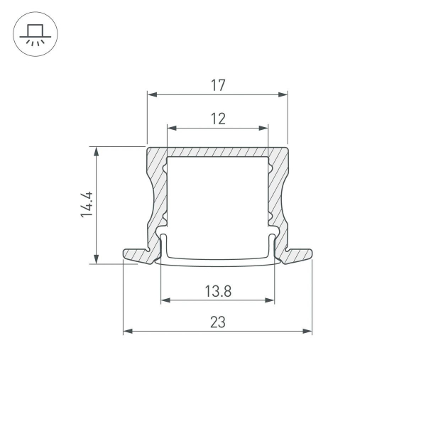 Профиль встраиваемый Arlight LINE-2315-F-2000 ANOD 044268 Профиль встраиваемый Arlight LINE-2315-F-2000 ANOD 044268