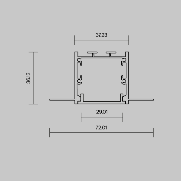 Алюминиевый профиль встраиваемый скрытого монтажа 72x36 (Серебро, 3 м), ALM-7236T-S-3M Maytoni Led Strip 636011