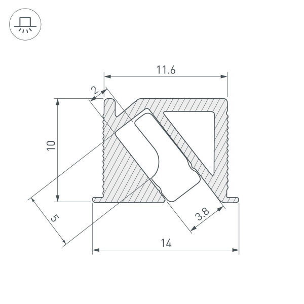 Профиль встраиваемый Arlight SL-Bevel-H10-F14-2000 Anod Black 044084 Профиль встраиваемый Arlight SL-Bevel-H10-F14-2000 Anod Black 044084