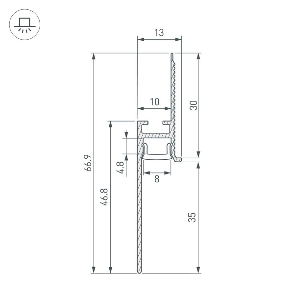 Профиль встраиваемый Arlight Plintus-Fantom-Bent-H35-Side-2000 White 043675 Профиль встраиваемый Arlight Plintus-Fantom-Bent-H35-Side-2000 White 043675