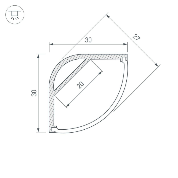 Профиль с рассеивателем Arlight ARH-Kant-H30-2000 Anod+Opal 036771 Профиль с рассеивателем Arlight ARH-Kant-H30-2000 Anod+Opal 036771