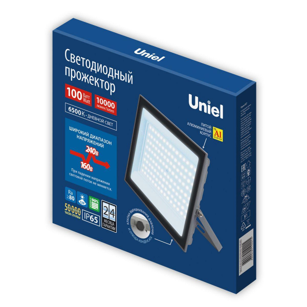 Прожектор светодиодный Uniel ULF-F23-100W/6500K IP65 160-240V Grey UL-00011848 Прожектор светодиодный Uniel ULF-F23-100W/6500K IP65 160-240V Grey UL-00011848