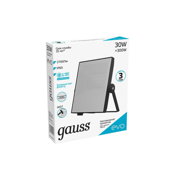 Прожектор светодиодный Gauss Evo 30W 6500К 687511330 Прожектор светодиодный Gauss Evo 30W 6500К 687511330