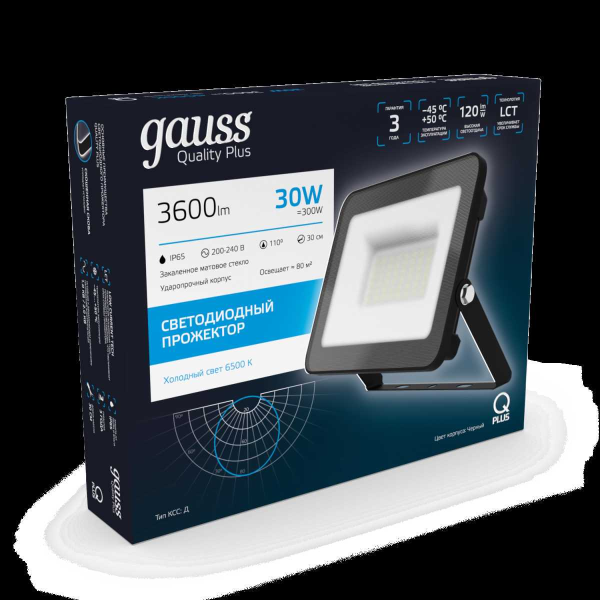 Прожектор светодиодный Gauss Qplus 30W 6500К 613511330