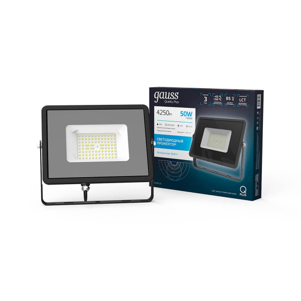 Прожектор светодиодный Gauss Qplus 50W 6500К 690511350 Прожектор светодиодный Gauss Qplus 50W 6500К 690511350