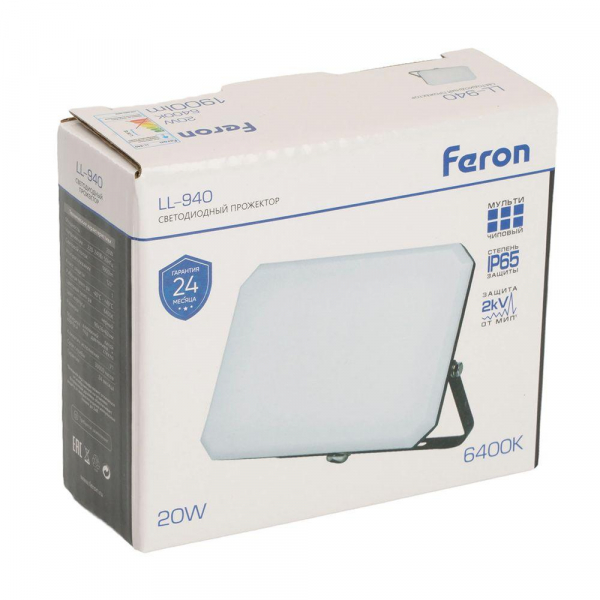 Светодиодный прожектор Feron LL-940 20W 6400K 51043 Светодиодный прожектор Feron LL-940 20W 6400K 51043