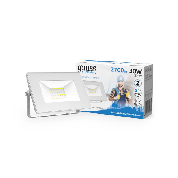 Прожектор светодиодный Gauss Slim 30W 6500К 613120330 Прожектор светодиодный Gauss Slim 30W 6500К 613120330
