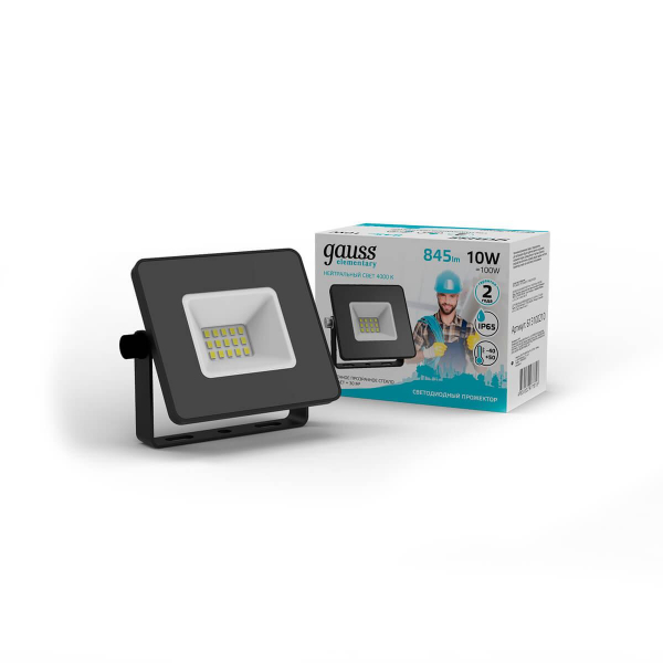 Прожектор светодиодный Gauss Elementary 10W 4000К 613100210 Прожектор светодиодный Gauss Elementary 10W 4000К 613100210