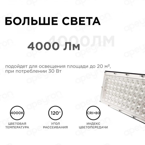 Прожектор светодиодный Apeyron 30W 4000K 05-42 Прожектор светодиодный Apeyron 30W 4000K 05-42