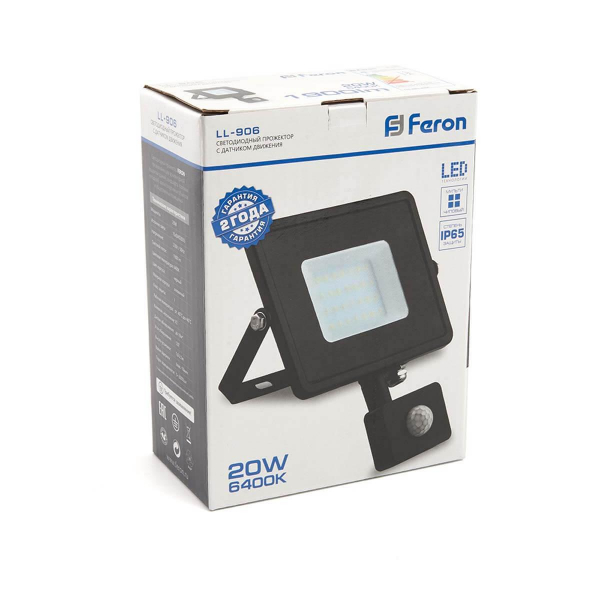 Светодиодный прожектор Feron с датчиком LL906 29556 Светодиодный прожектор Feron с датчиком LL906 29556