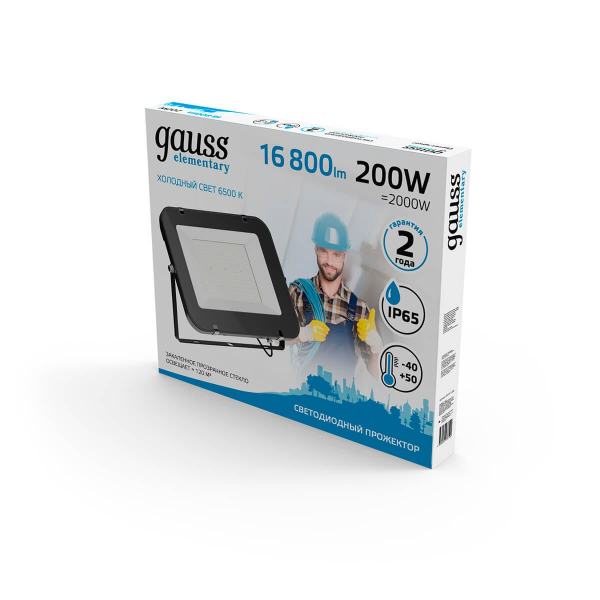 Прожектор светодиодный Gauss Elementary 200W 6500К 691511200 Прожектор светодиодный Gauss Elementary 200W 6500К 691511200