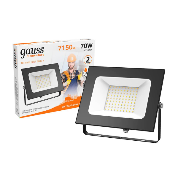 Прожектор светодиодный Gauss Elementary 70W 3000К 613527170 Прожектор светодиодный Gauss Elementary 70W 3000К 613527170