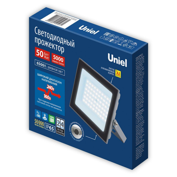 Прожектор светодиодный Uniel ULF-F23-50W/6500K IP65 160-240V Grey UL-00011846 Прожектор светодиодный Uniel ULF-F23-50W/6500K IP65 160-240V Grey UL-00011846