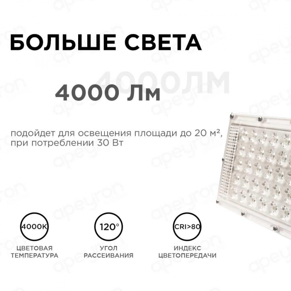 Прожектор светодиодный Apeyron 30W 4000K 05-41 Прожектор светодиодный Apeyron 30W 4000K 05-41