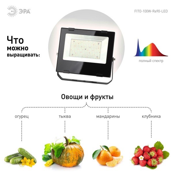 Прожектор светодиодный для растений ЭРА 100W 4000K Fito-100W-Ra90-Led Б0047876 Прожектор светодиодный для растений ЭРА 100W 4000K Fito-100W-Ra90-Led Б0047876