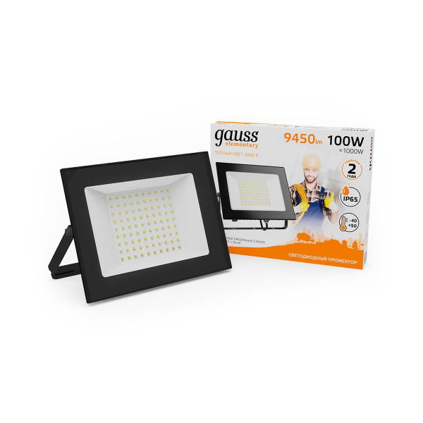 Прожектор светодиодный Gauss Elementary 100W 3000К 613527100 Прожектор светодиодный Gauss Elementary 100W 3000К 613527100
