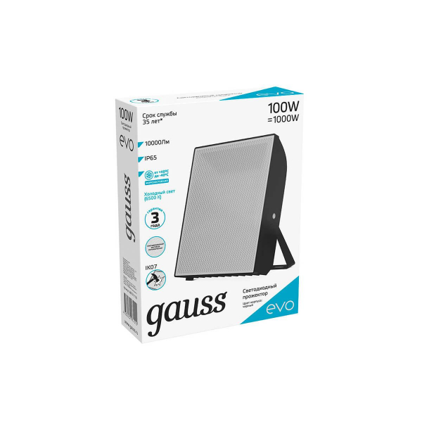 Прожектор светодиодный Gauss Evo 100W 6500К 687511100 Прожектор светодиодный Gauss Evo 100W 6500К 687511100
