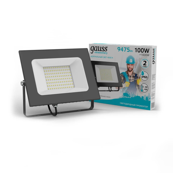 Прожектор светодиодный Gauss Elementary 100W 4000К 613100110 Прожектор светодиодный Gauss Elementary 100W 4000К 613100110