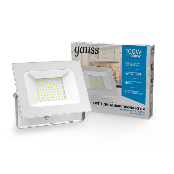 Прожектор светодиодный Gauss Slim 100W 6500К 613120300 Прожектор светодиодный Gauss Slim 100W 6500К 613120300