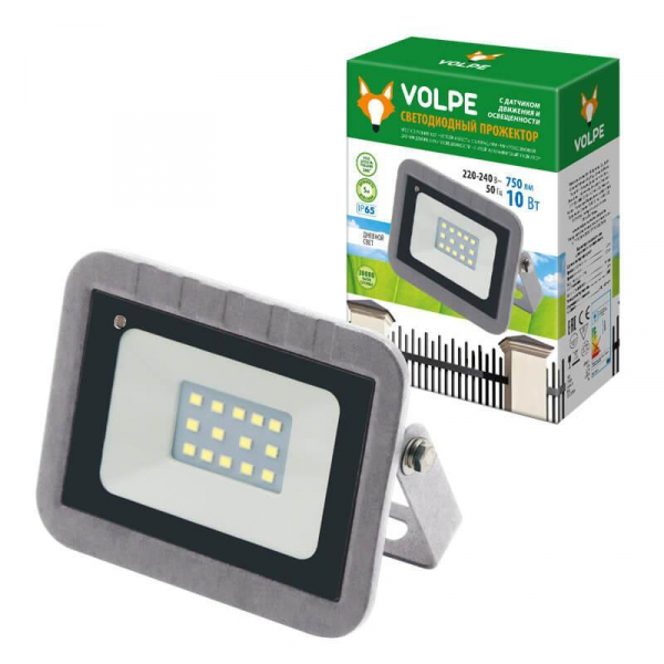 Прожектор светодиодный Volpe 10W 6500К ULF-Q592 10W/DW Sensor IP65 220-240B Silver UL-00003347 Прожектор светодиодный Volpe 10W 6500К ULF-Q592 10W/DW Sensor IP65 220-240B Silver UL-00003347