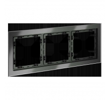 Рамка стеклянная Voltum S70 на 3 поста, (титан, стекло) VLS110306