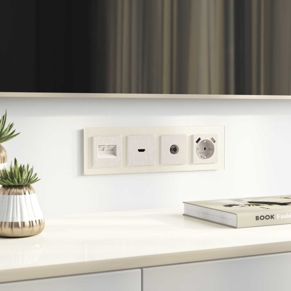 Накладка Werkel для двойной розетки Еthernet RJ-45 перламутровый рифленый W1191113 4690389161124