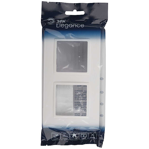 Рамка для розеток и выключателей ЭРА Elegance 14-5012-01 Classic, на 2 поста, белый Б0060576