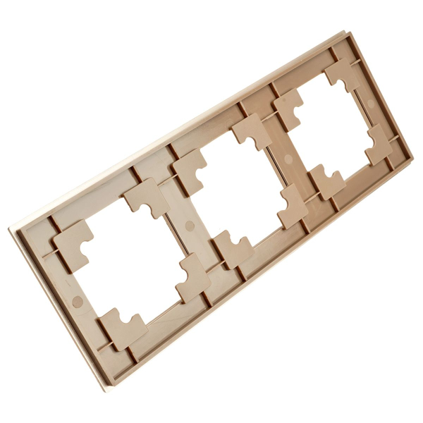 Рамка 3-местная, металл, ,STEKKER, MFR00-7003-02, серия Катрин, шампань 50018