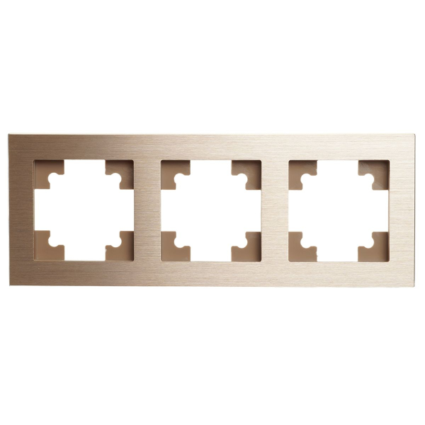 Рамка 3-местная, металл, ,STEKKER, MFR00-7003-02, серия Катрин, шампань 50018