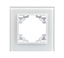 Минск Рамка 1-местная стеклянная белая EKF Basic ERM-G-401-10
