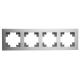 Рамка 4-местная, металл, STEKKER, MFR00-7004-03, серия Катрин, серебро 50023
